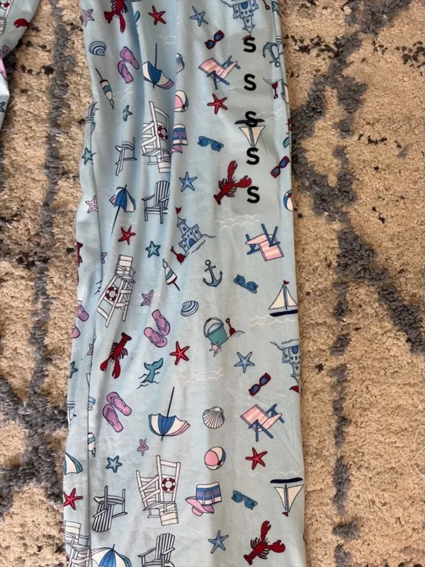Printed beach lounge/pajama set (size small) Blue - Image 2