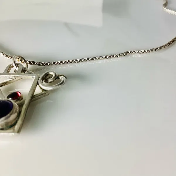 Fashion Square window Charm Necklace Silver - Image 3