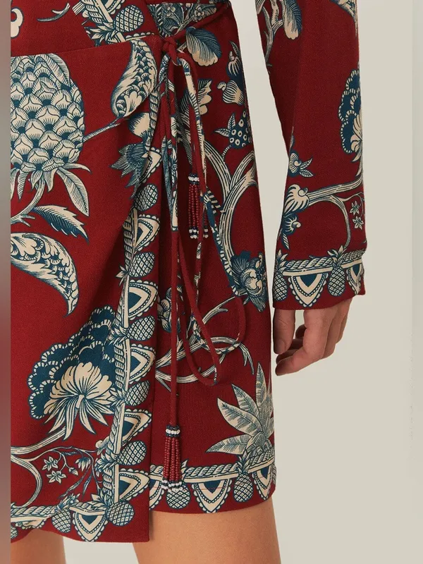 Farm Rio Red Tropical Landing Wrap Mini Dress - Image 5