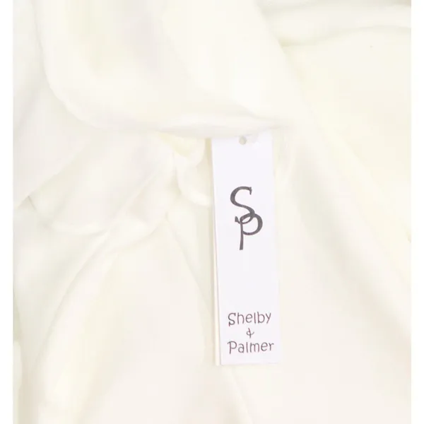 NWT Shelby & Palmer Womens Chiffon Sleeve Knit Ruched Front Dress White 6 - Image 3