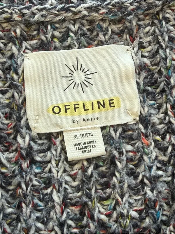 OFFLINE by Aerie Gray Confetti Marled Knit Quarter Zip Sweater XL - Image 7