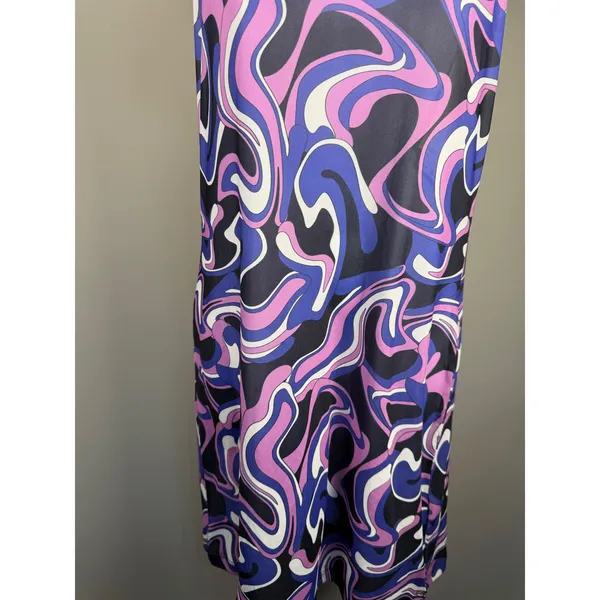 Miken High Neck Swim Cover‎ Up Medium NWT Y2K Swirl Halter Sheer Beach - Image 4