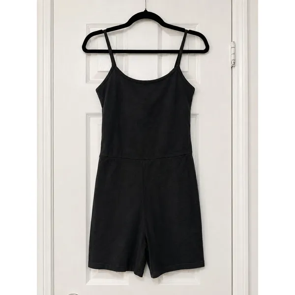 Ambiance Black Stretch Cami Romper Adjustable Straps Fitted Shorts NWT M - Image 2