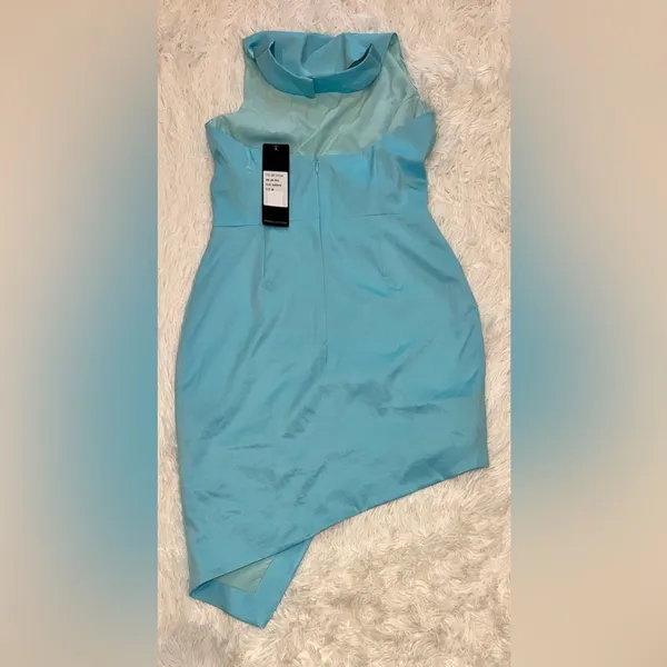 NEW Elliatt Camo Asymmetrical Halter Mini Dress in Aquamarine Sz M - Image 6