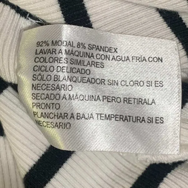 Evereve Tank Top Womens Medium White Black Striped Ribbed Sleeveless Layering - Image 6