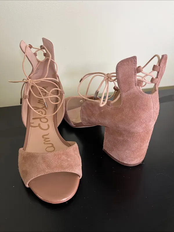 Sam Edelman Serene suede lace-up sandals in tan - Image 9