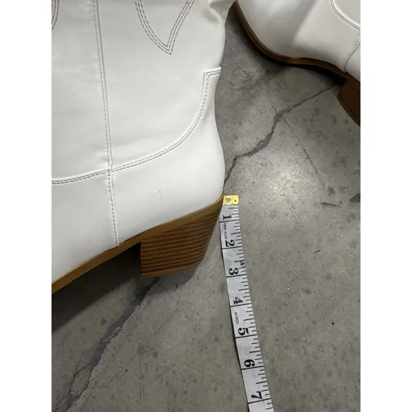 Women's White Western Cowboy Cowgirl Knee-High Boots Pointed Toe Embroidered - 9 - Image 6