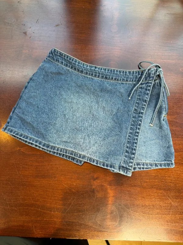 Tillys RSQ Denim Skort Side Tie Mini Size 25 Wrap Front - Image 3