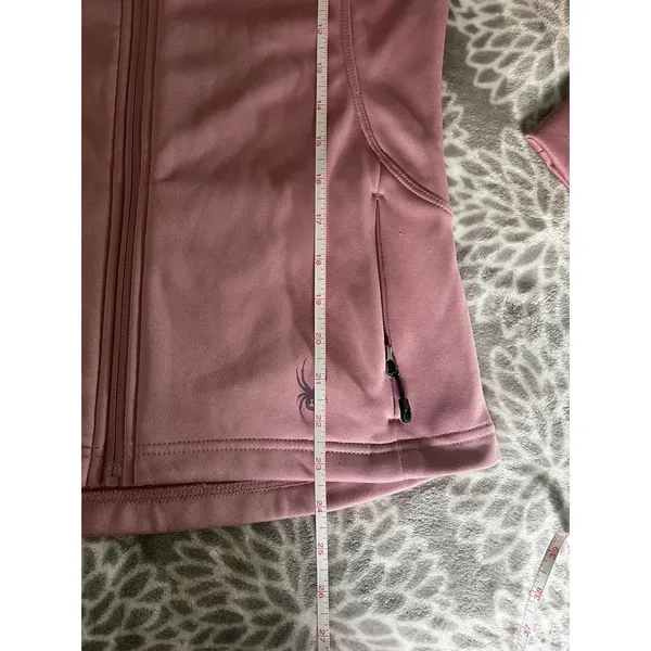 Spyder Pink Full Zip Fleece Hoodie Jacket sz Medium Ski Gorpcore Softshell Layer - Image 7