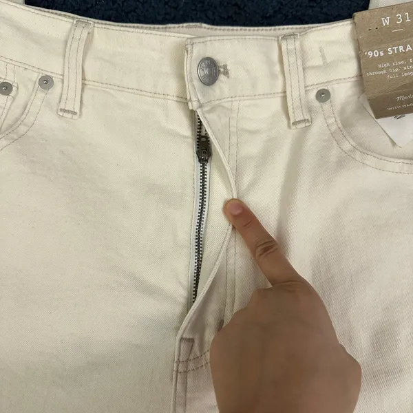 Madewell 90s Straight Jeans‎ High Rise Size W31 White Cream Fitted Through Hip - Image 7