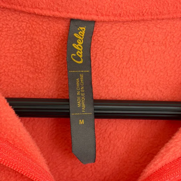 Cabelas Womens Fleece Pullover Quarter Zip Coral Orange L77SH262 Size M - Image 3