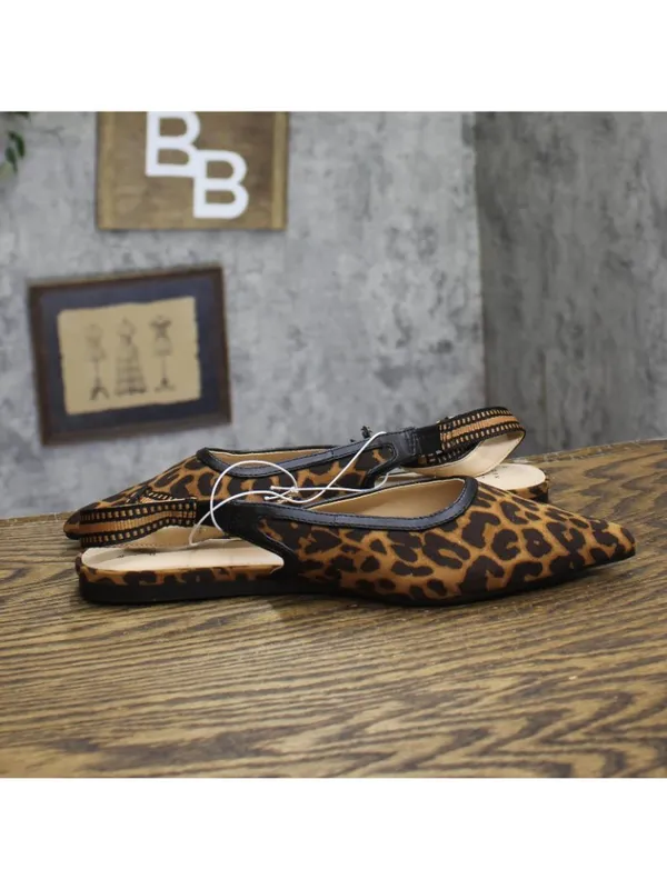 NEW A New Day London Lace Slingback Bow Flats 94303556 Cheetah Brown Multi 7.5M - Image 7