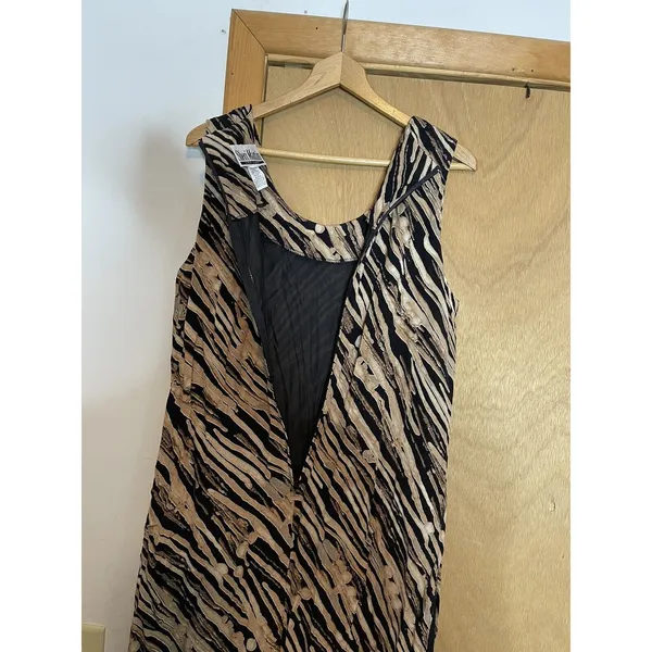 Vintage Sheri Martin Size 12 Dress Shift Sleeveless Side Slits Geometric‎ Long - Image 4