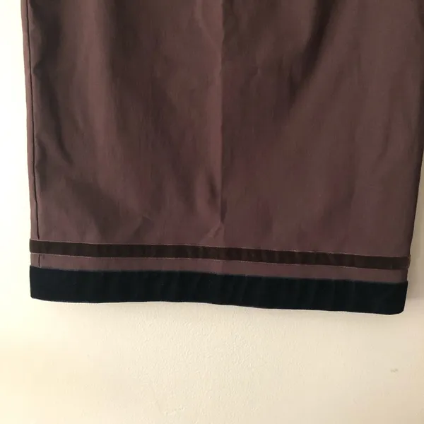 MOSCHINO | Brown Velvet Trim Pencil Skirt Sz 8 - Image 3