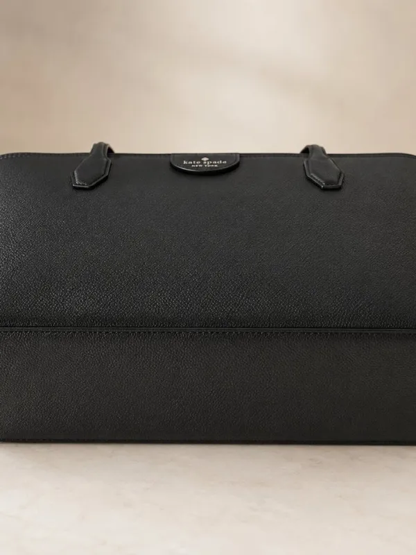 Kate Spade Black Leather Large Shoulder Tote Pinmount Logo NWT - Image 5