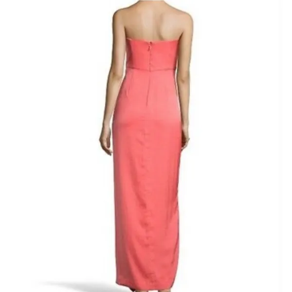 BCBGMAXAZRIA‎ Ila Cascading Ruffle Front Dress Gown in Coral Pink - Image 12