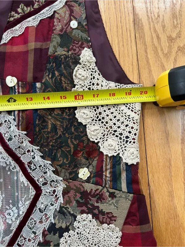 Vtg Susan Bristol New Traditions Patchwork Lace Vest Womens Medium Granny - Image 7