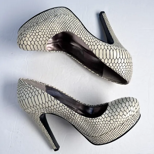 Calvin Klein Karsyn Python Embossed Leather Platform Pumps 7M - Image 8
