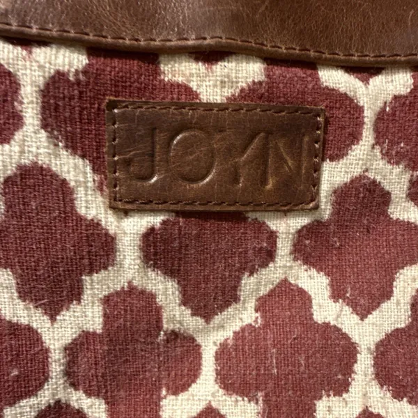 JOYN Geometric Tote Vintage Leather Burgundy/Cream Shoulder Bag - Image 3