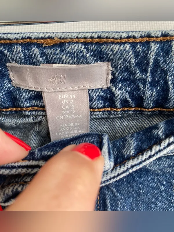 H&M high waist wide leg medium stone wash denim jeans Classic comfy fall winter - Image 6