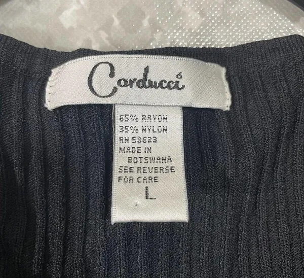 Carducci Black Ribbed Sleeveless Shell Top - Size Large - Cable Knit Accent - Image 4