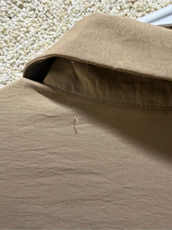 Commense oversized button down blouse small tan fall capsule minimalist Flawed - Image 4