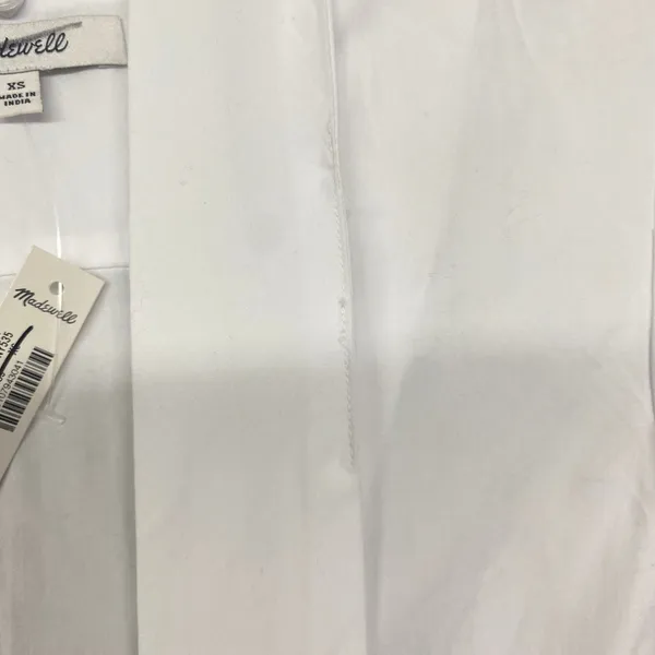 Madewell Top Womens XS White V Neck Puff Sleeve Blouse Tie Button‎ Cotton NY535 - Image 5