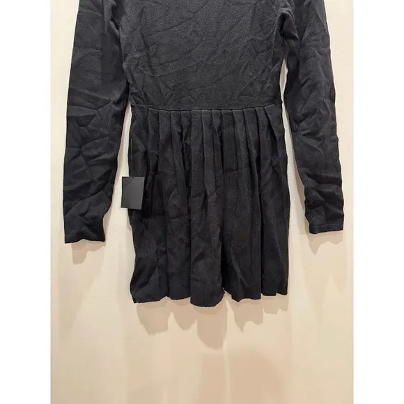 Lulus Black Ribbed Knit Button Front Pleated Skirt‎ Dress Size M - Image 9