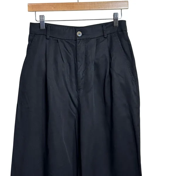 Reformation‎ manson Black Pleated Wide Leg Trousers Pants Size 4 - Image 3