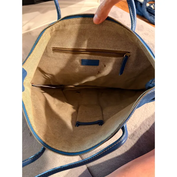 Dooney & Bourke Women Tote Blue Pebbled Leather Classic Front Pocket Handbag - Image 5