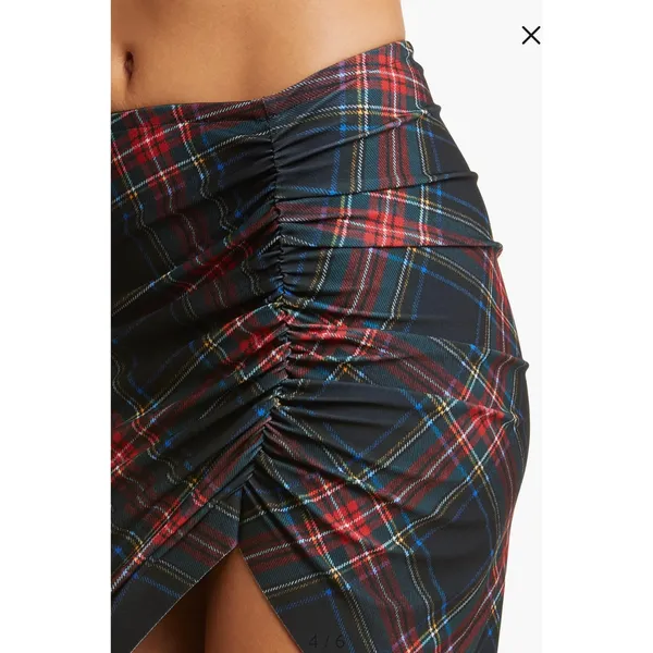 Normal Kamali‎ Tartan Side Drape Cover Up Skirt Size XS KK422XPL030606 Plaid - Image 3