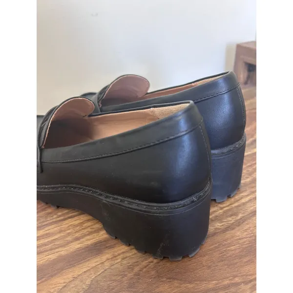 DV Dolce Vita Randee Black Platform Lug Sole Penny‎ Loafers Size 10 Chunky Wedge - Image 7