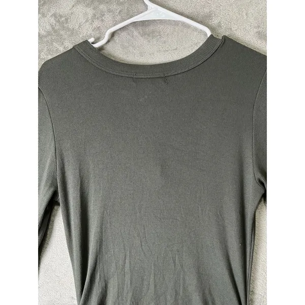 Michael Stars Maya Long Sleeve Dress Size L Tarragon Ribbed Midi Minimalist New - Image 4