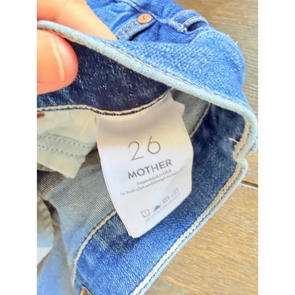 Mother The Stunner Zip‎ Ankle Step Fray Jeans Womens Blue Size 26 - Image 5