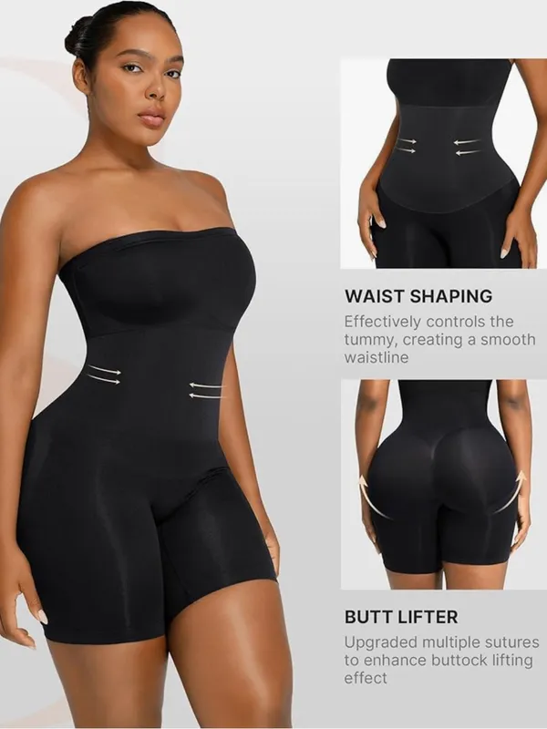 SHAPELLX Shapewear Bodysuits Tummy Control Butt Lifter removable Straps Black - Image 3