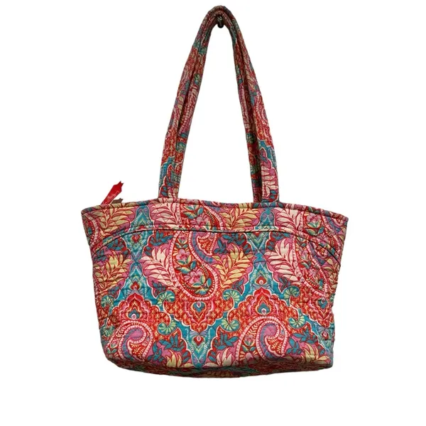 Vera Bradley Paisley Pink Blue Quilted Zippered Shoulder Bag - Image 2