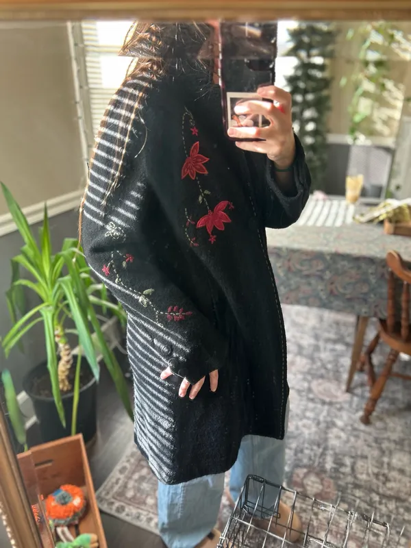 Nordic traders wool vintage floral jacket Black - Image 5