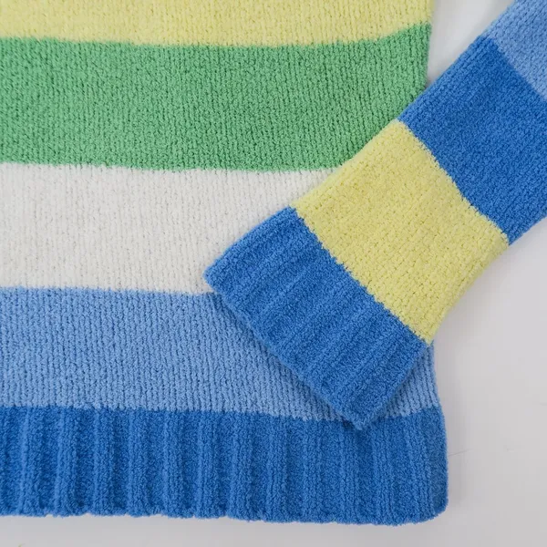 Vintage 90s Energie Striped Chenille Turtleneck Sweater - Image 6