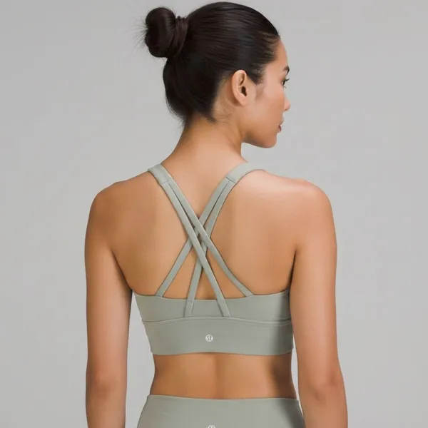 Size 4 Lululemon Light Green Sports Bra Activewear Top Size 4 Ribbed Cross Strap - Image 2
