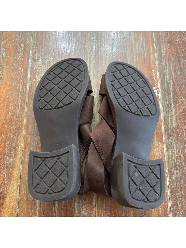 Vintage 90s Y2K Brown Leather Chunky Platform Fisherman Sandals Approx. Size 9 - Image 8