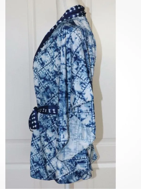 NWT Anthropologie De Novo Tate Blue Tie Dye Kimono One Size - Image 3