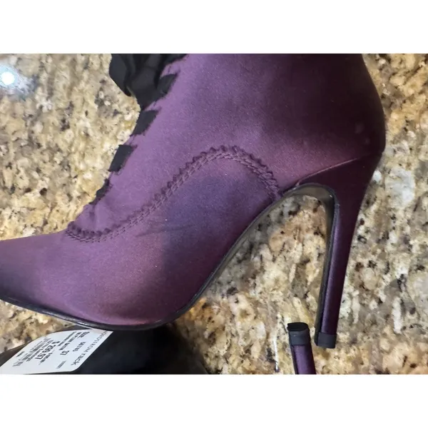 Pedro Garcia Lace Up Purple Satin Heel Bootie Practical Magic Witchy Sexy - Image 7