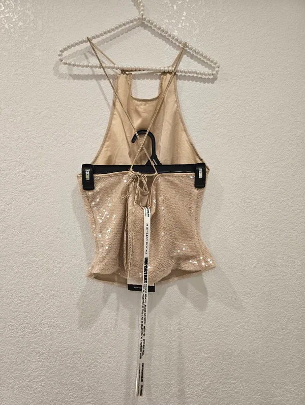 Mistress Rocks Sandstone Sequin Open Back Top small - Image 4