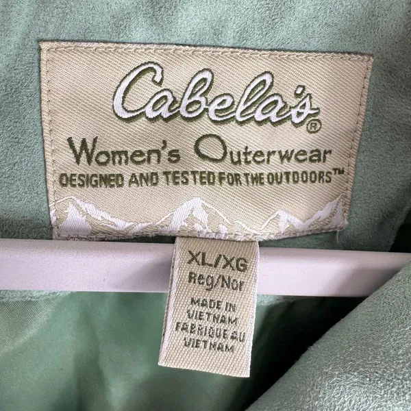 Cabela's‎ Green Collared Quilted Line Button Up Jacket Pockets Size XL - Image 5