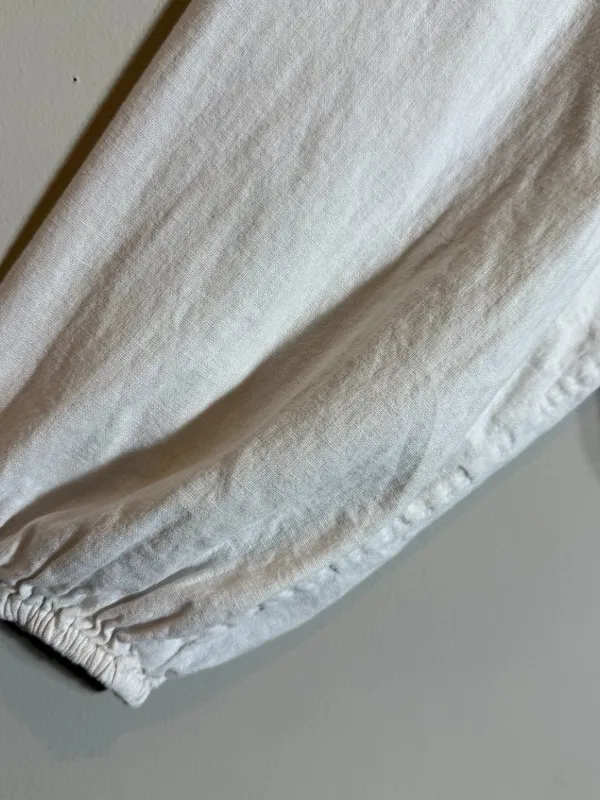 Abercrombie & Fitch x Tia Booth Linen-Blend Peasant Bubble Top Women's XL White - Image 6