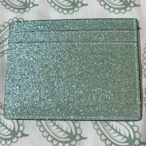 Kate Spade New York Sparkle Kenzie Glitter Card Case Seawater Mint Green OS NIB - Image 8