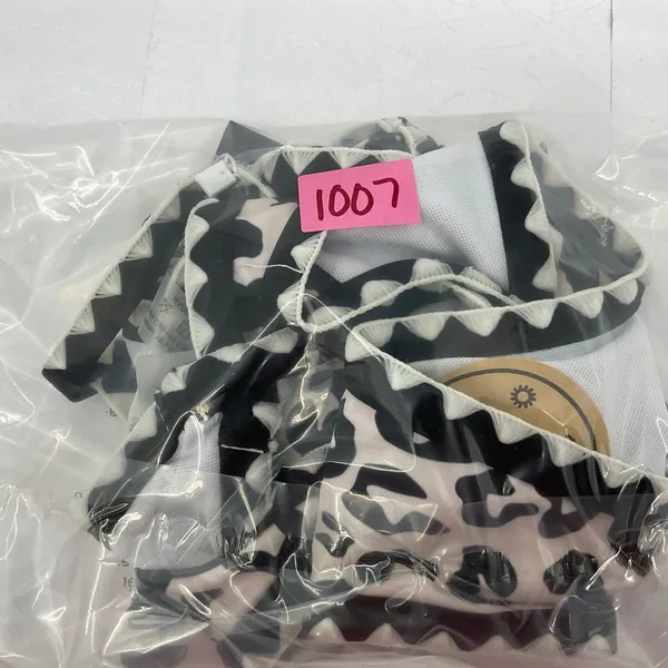 Bikinx Leopard Print Bikini Set Black White‎ Zigzag Trim Triangle Top Small NEW - Image 5