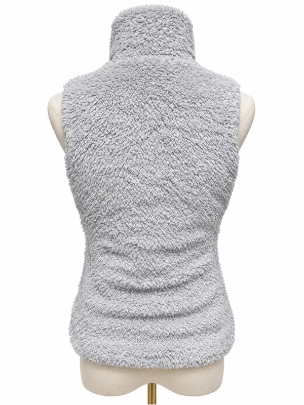 Patagonia Women’s Los Gatos Fleece Vest Small Gray High Pile Sherpa Full Zip - Image 4