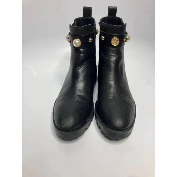 Karl Lagerfeld Pola Chelsea Boots Womens 8M Black Good Pearl Studded Lug Sole - Image 2
