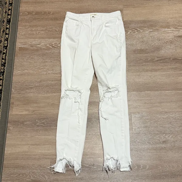 L'AGENCE High Line High Rise Skinny Jeans White Size 28 - Image 3